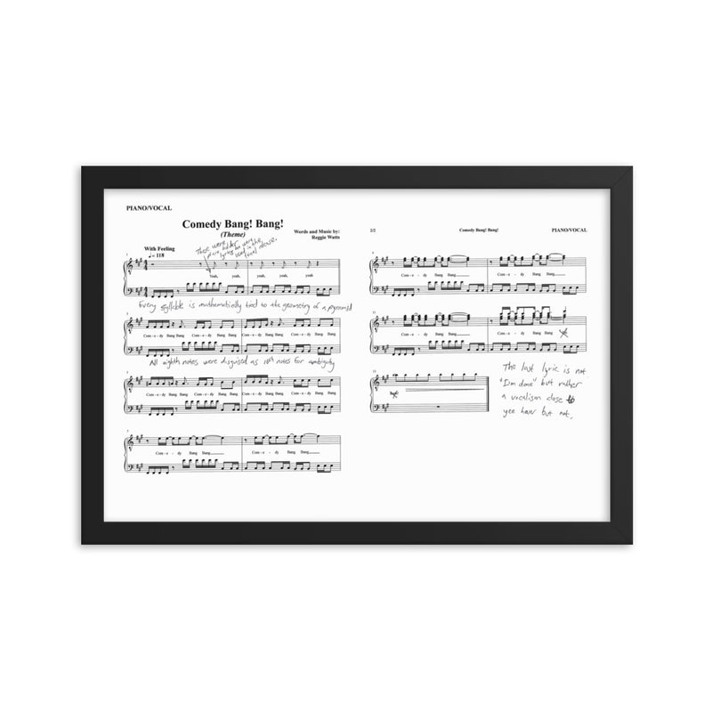 Comedy Bang Bang: Theme Sheet Music Framed Poster