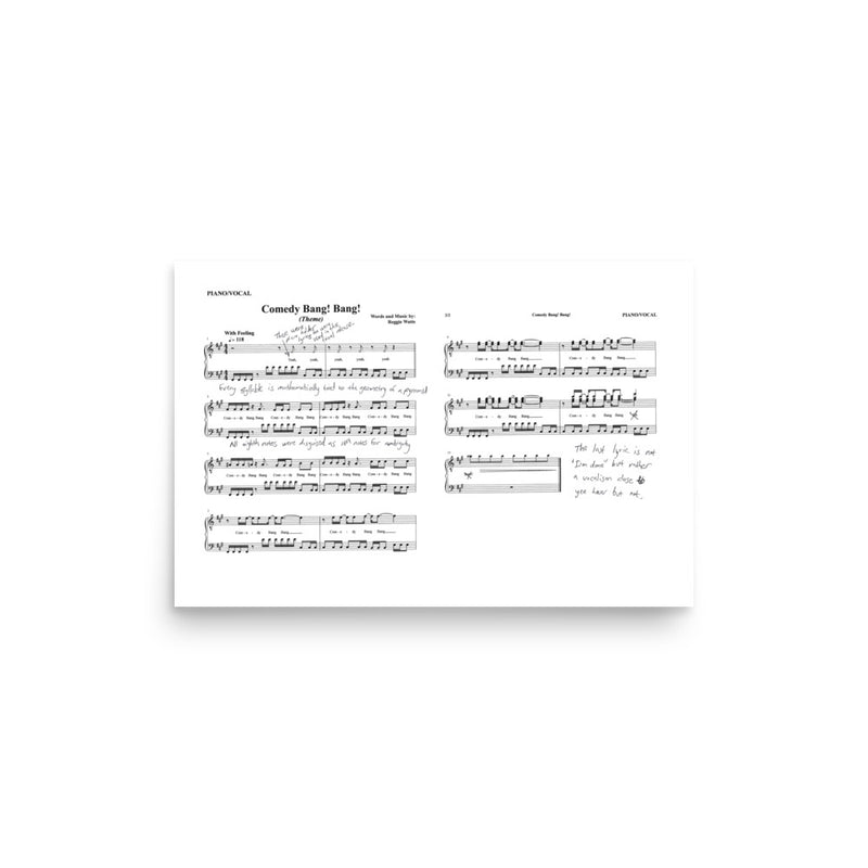 Comedy Bang Bang: Theme Sheet Music Poster