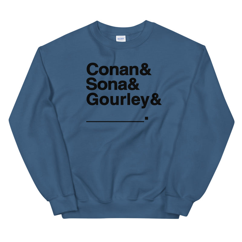 Conan O'Brien Needs A Friend: Conan & Sona & Gourley & You Sweatshirt (White/Blue)